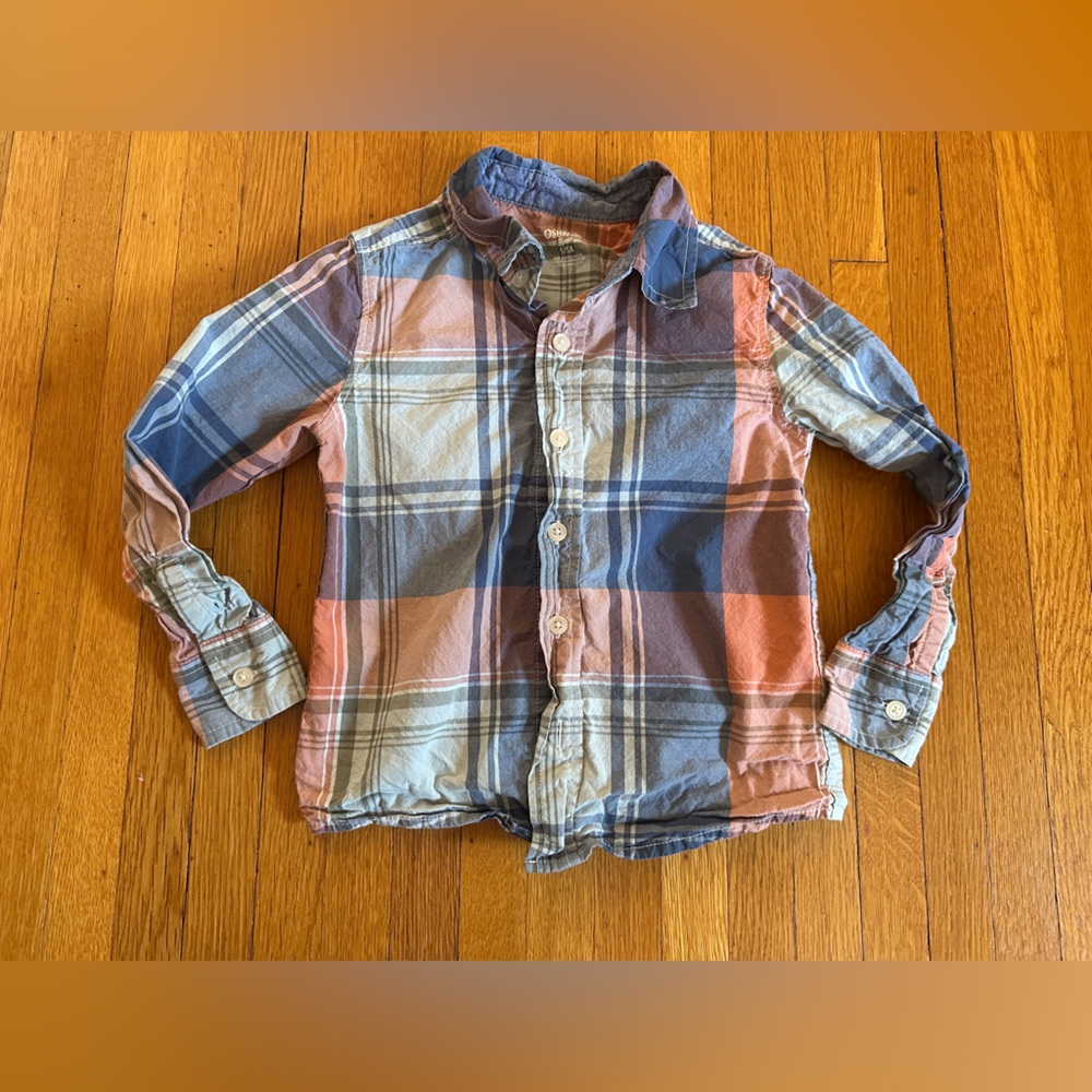Oshkosh B’gosh Cotton All Seasons Plaid Button Up, Size 5/5A